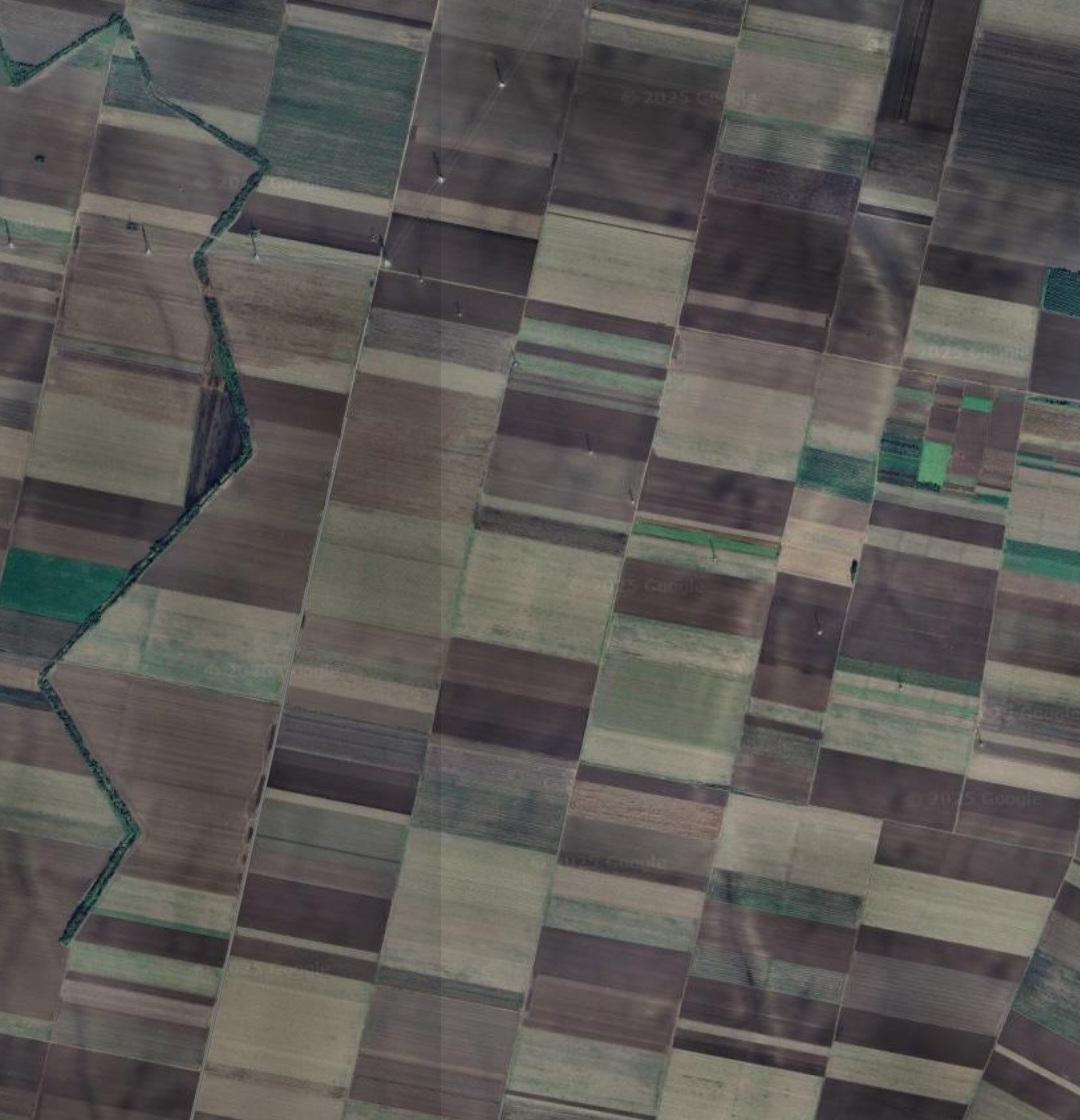 Satellite view of agricultural land